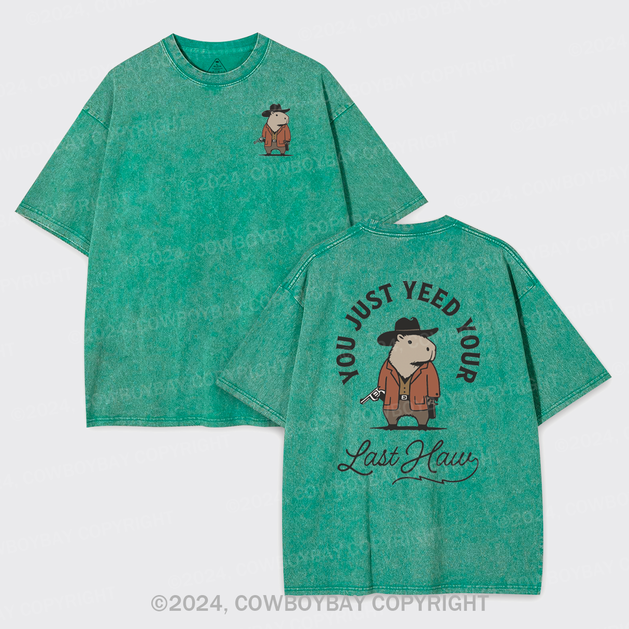 Funny Capybara Cowboy Garment-dye Tees
