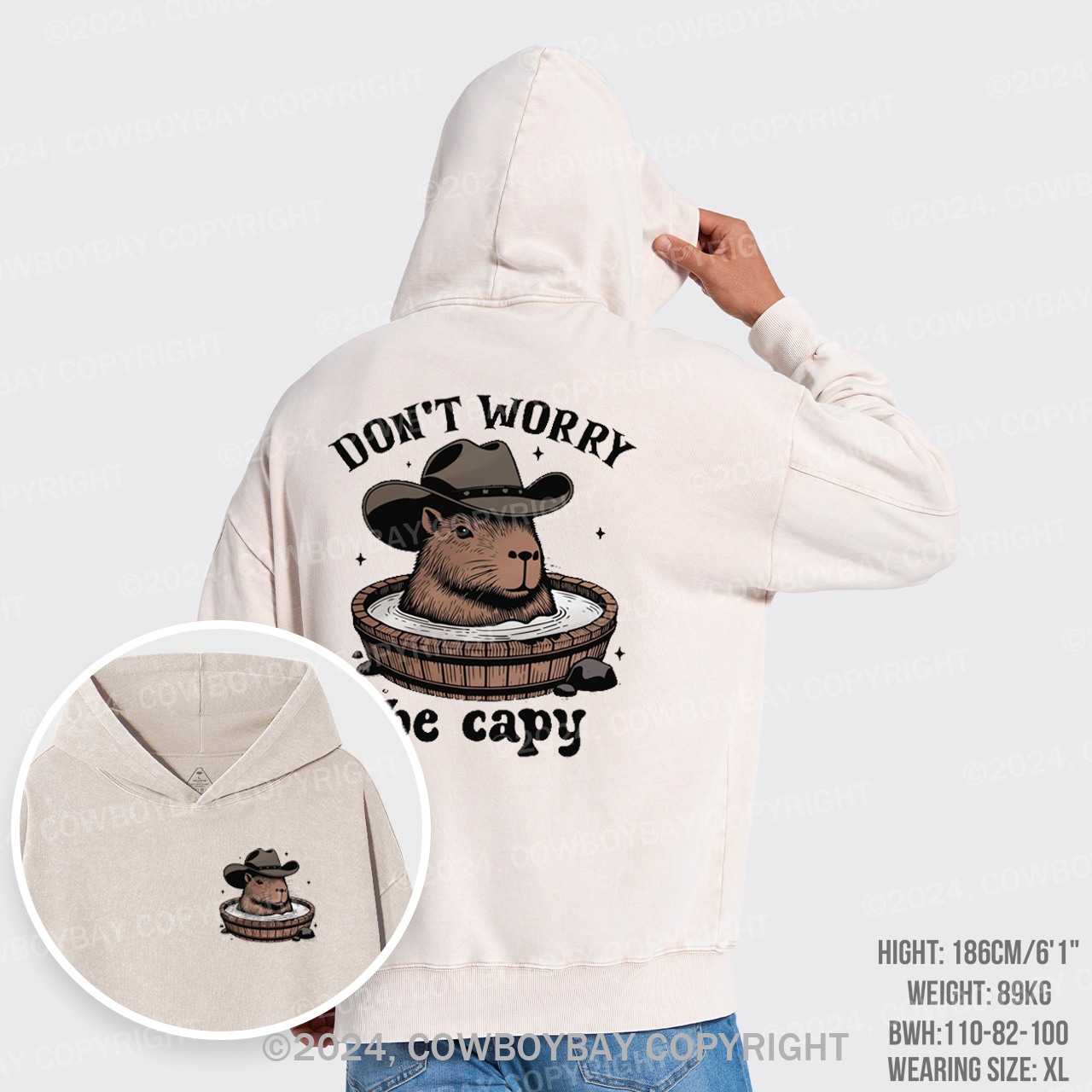 Don't Worry Be Capy Garment-Dye Hoodies