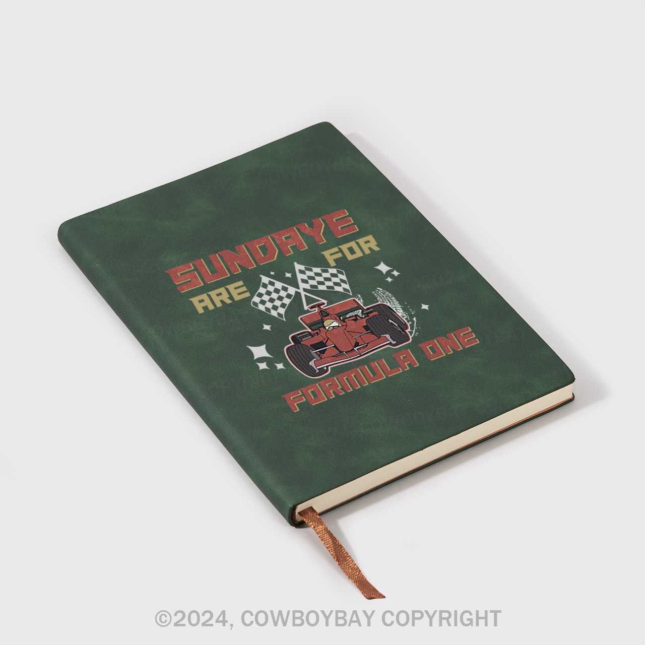 A5 Vintage Sheepbark Notebook-Sundays Are For F1 Racing