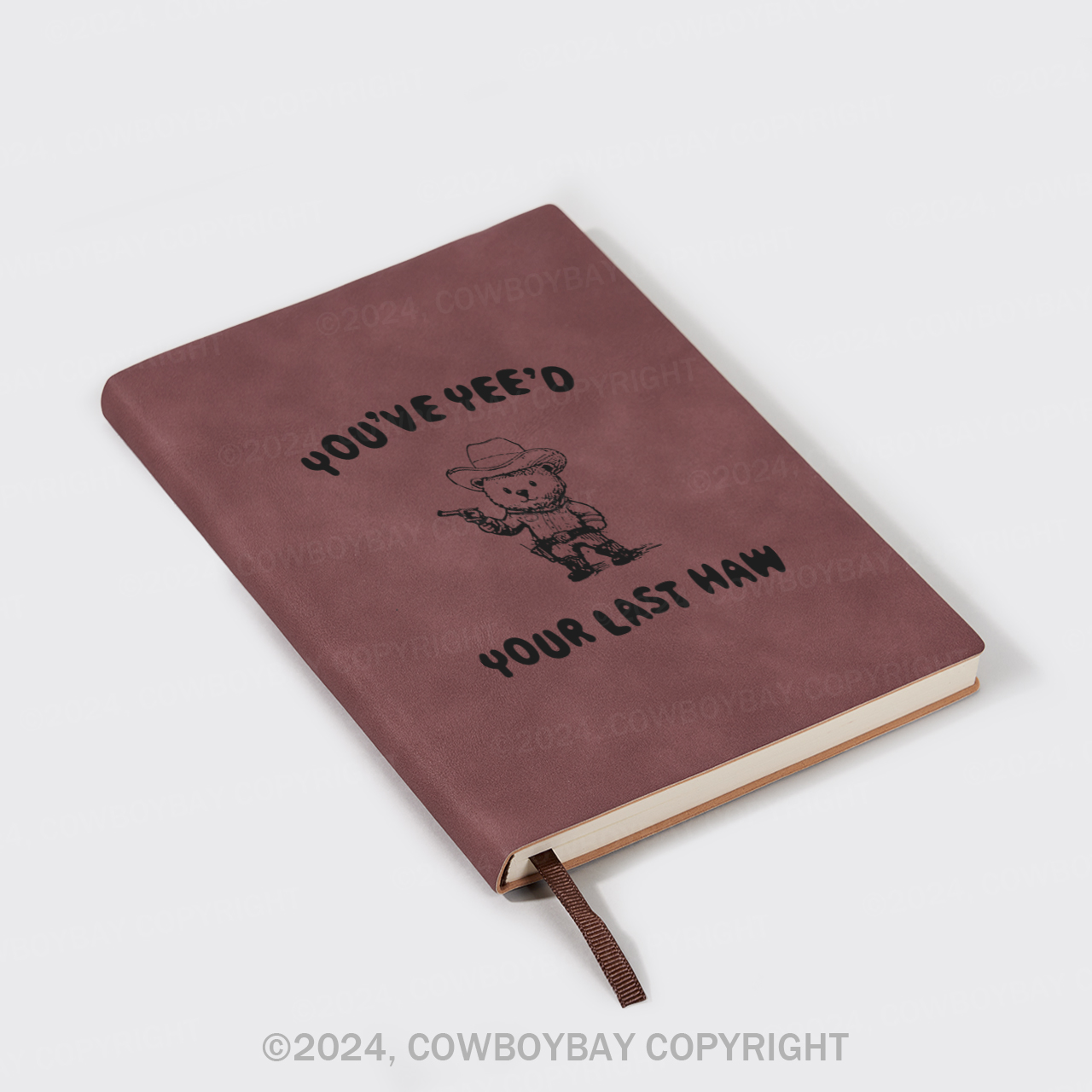 A5 Vintage Sheepbark Notebook-Cowboy Bear As A Cop