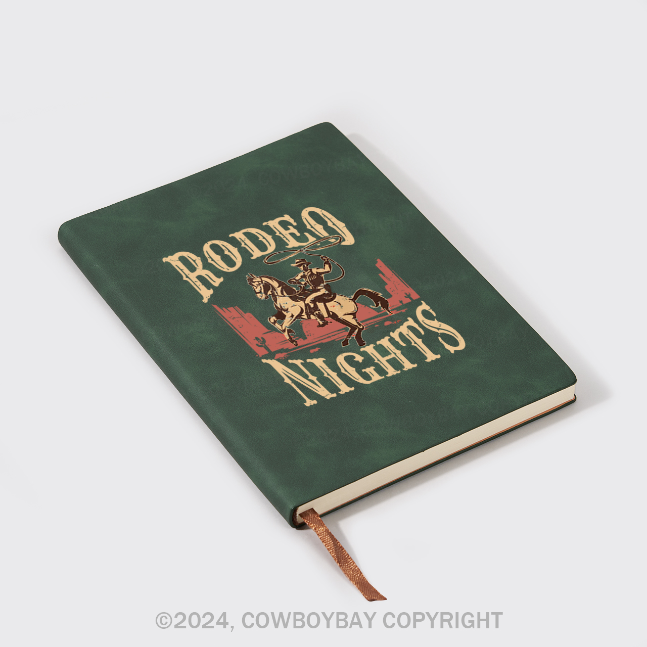 A5 Vintage Sheepbark Notebook-Rodeo Nights Cowboy