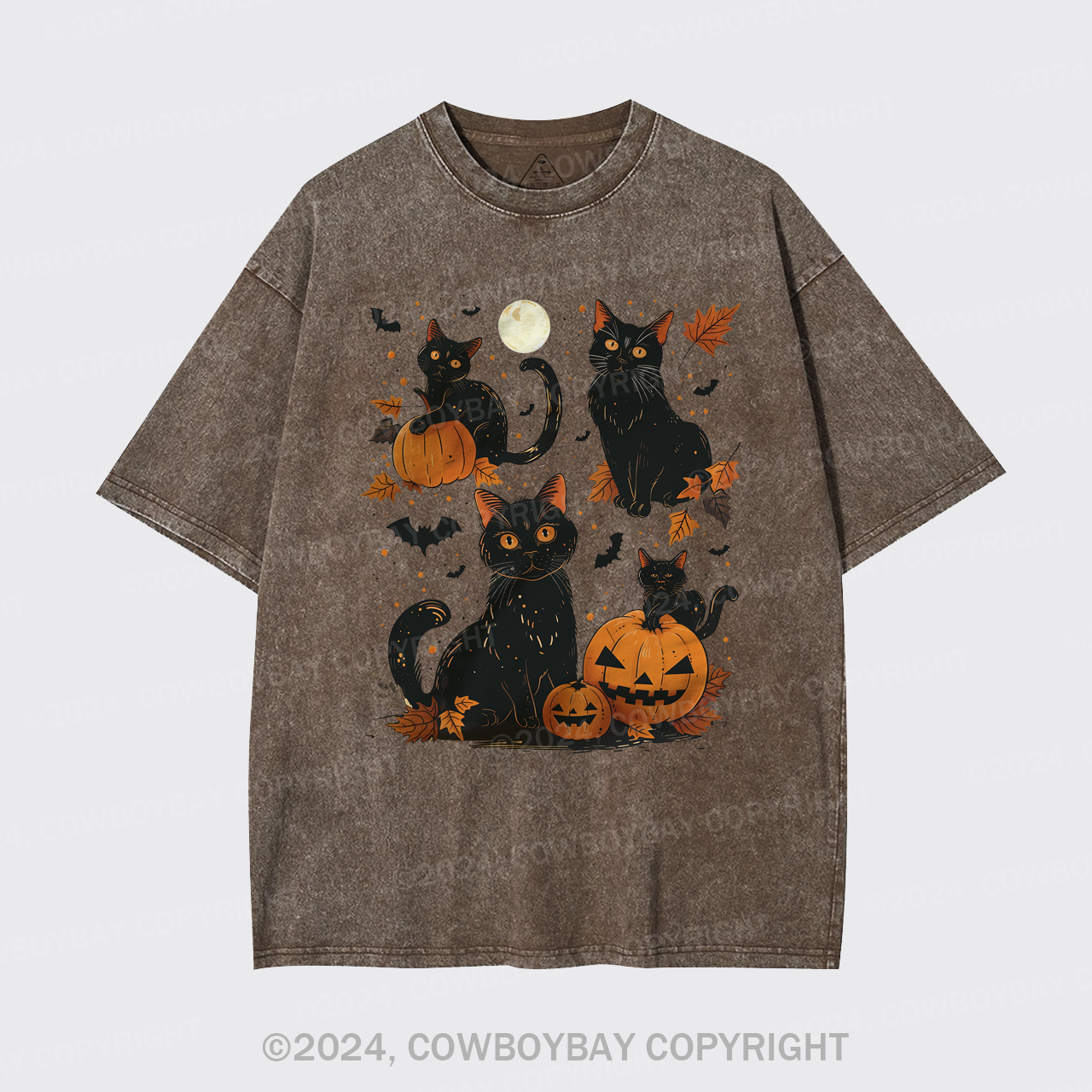 Black Cat Pumpkin Garment-dye Tees