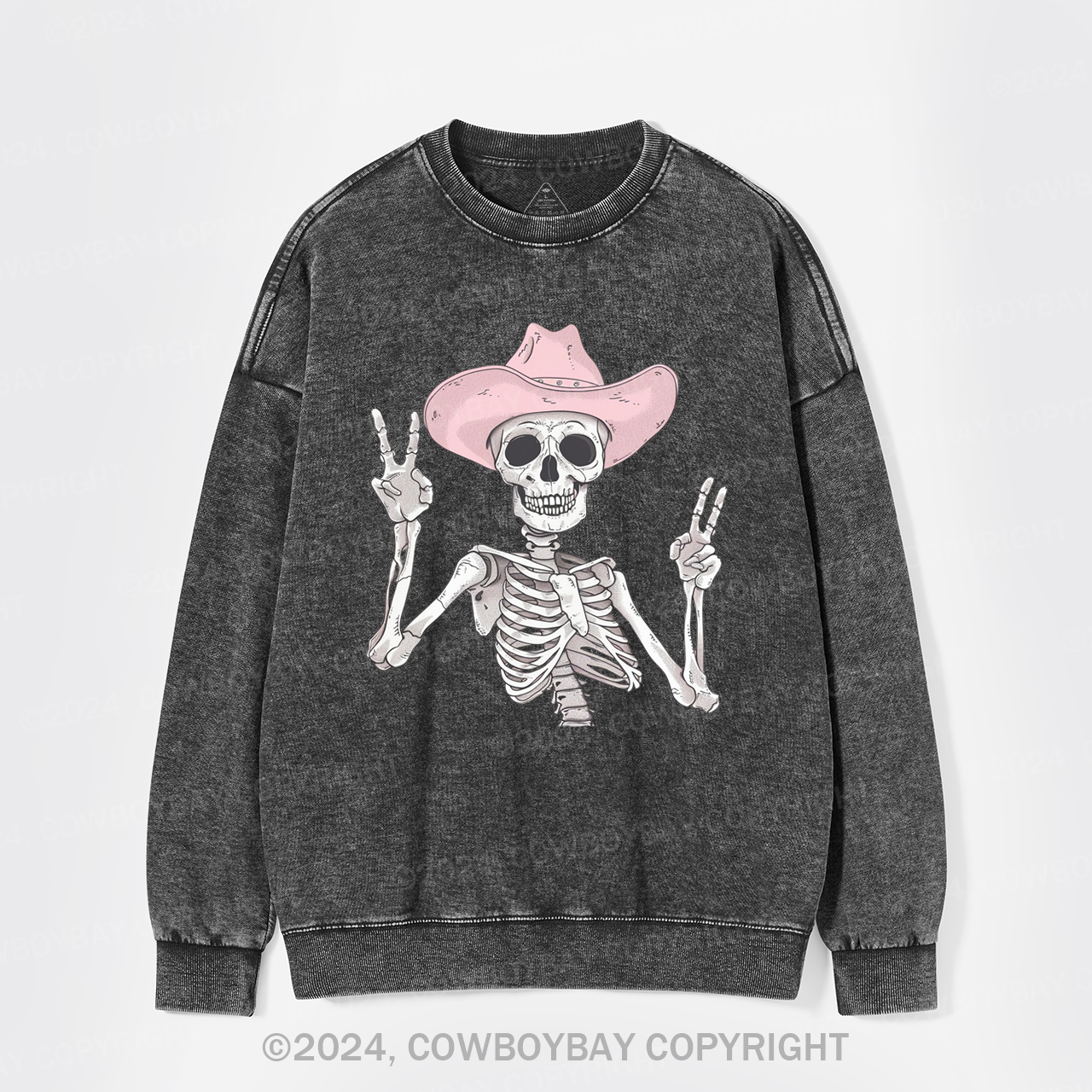 The Pink Skull Is Halloween Washed Sweatshirts