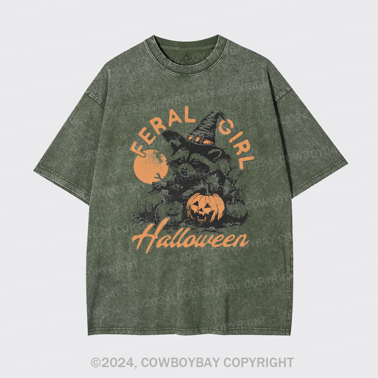 Halloween Feral girl Raccoon Garment-dye Tees