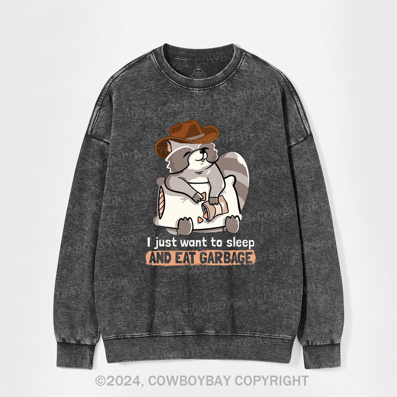 Sleep And Eat Garbage Washed Sweatshirts