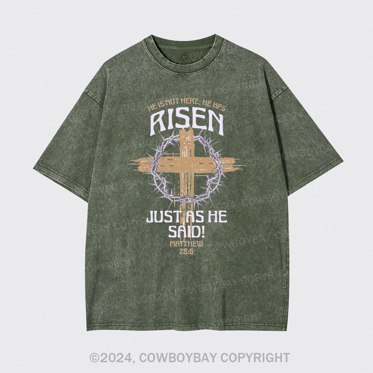 Retro He Is Not Here He Is Risen Garment-dye Tees
