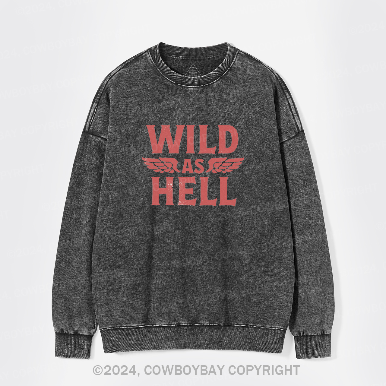 Wild As Hell Wings Rock N Roll Cowgirl Washed Sweatshirts