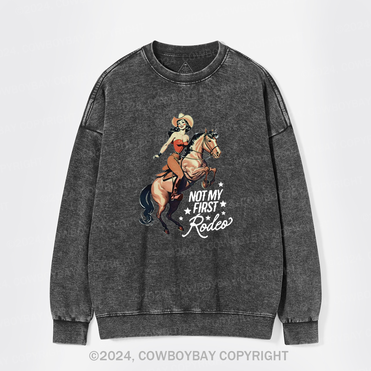 Retro Rodeo Cowgirl Washed Sweatshirts