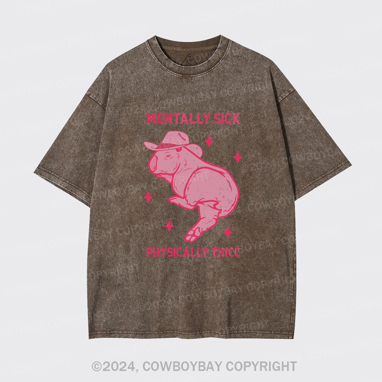 Mentally Sick Physically Thicc Capybara Garment-dye Tees