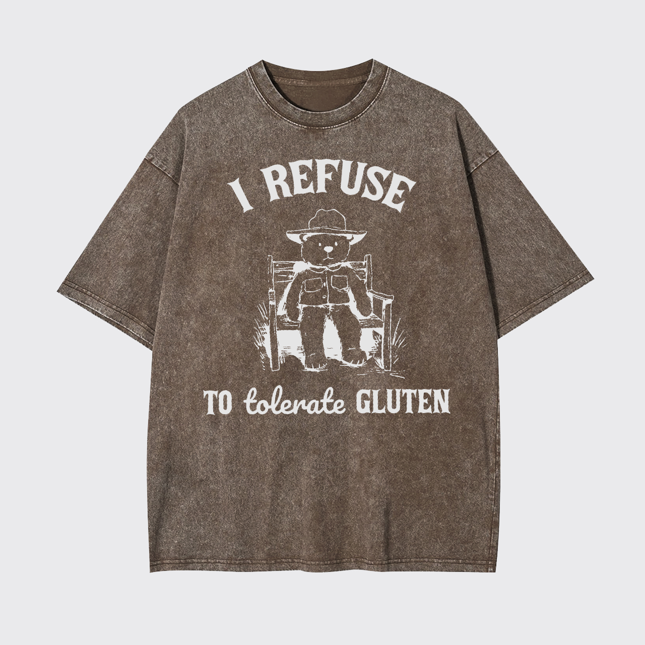 Bear Refuse to Tolerate Gluten Garment-dye Tees