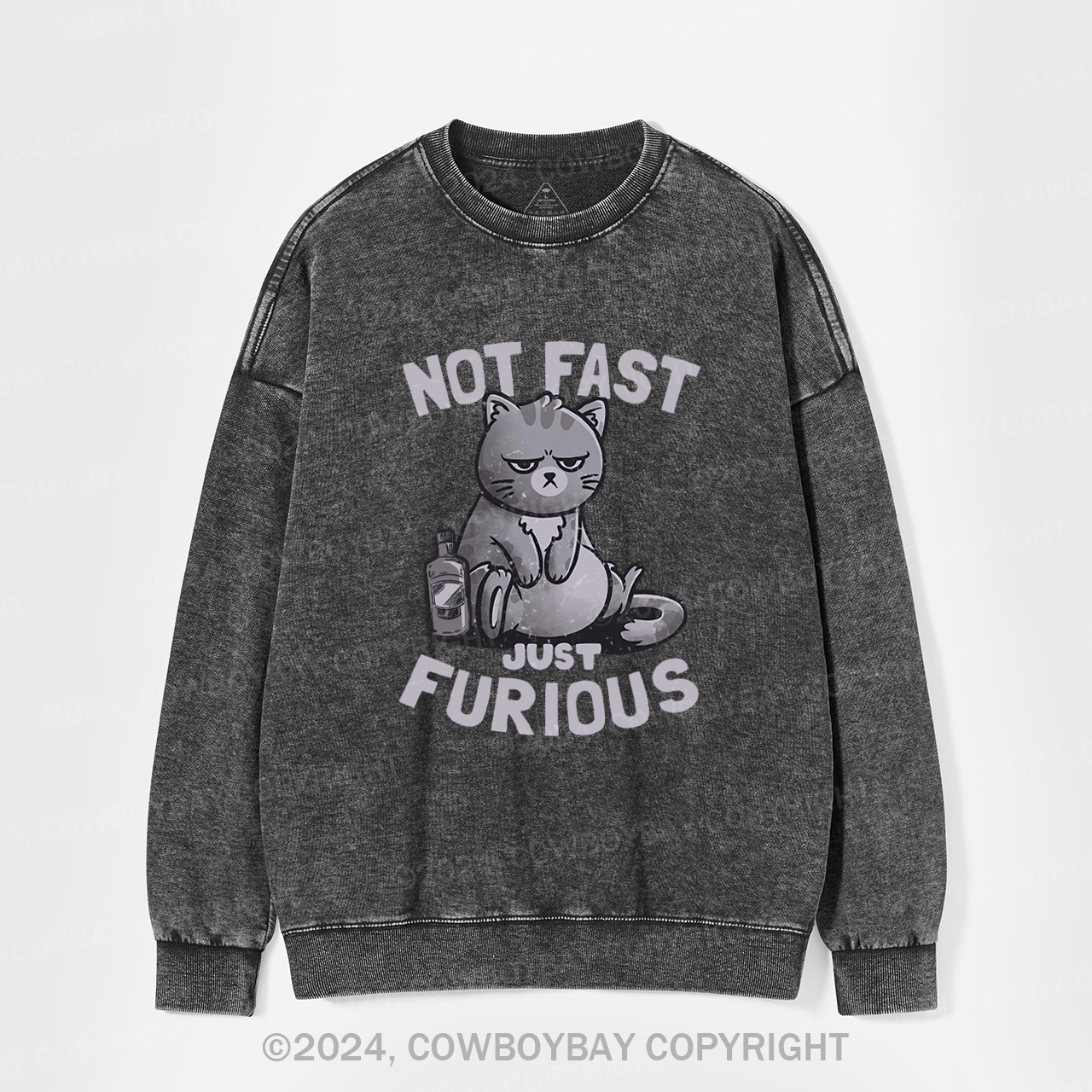 Not Fast Just Furious Cat Washed Sweatshirts
