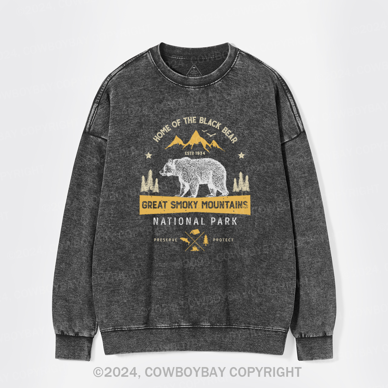 Great Smoky Mountains Home Of The Black Bear Washed Sweatshirts