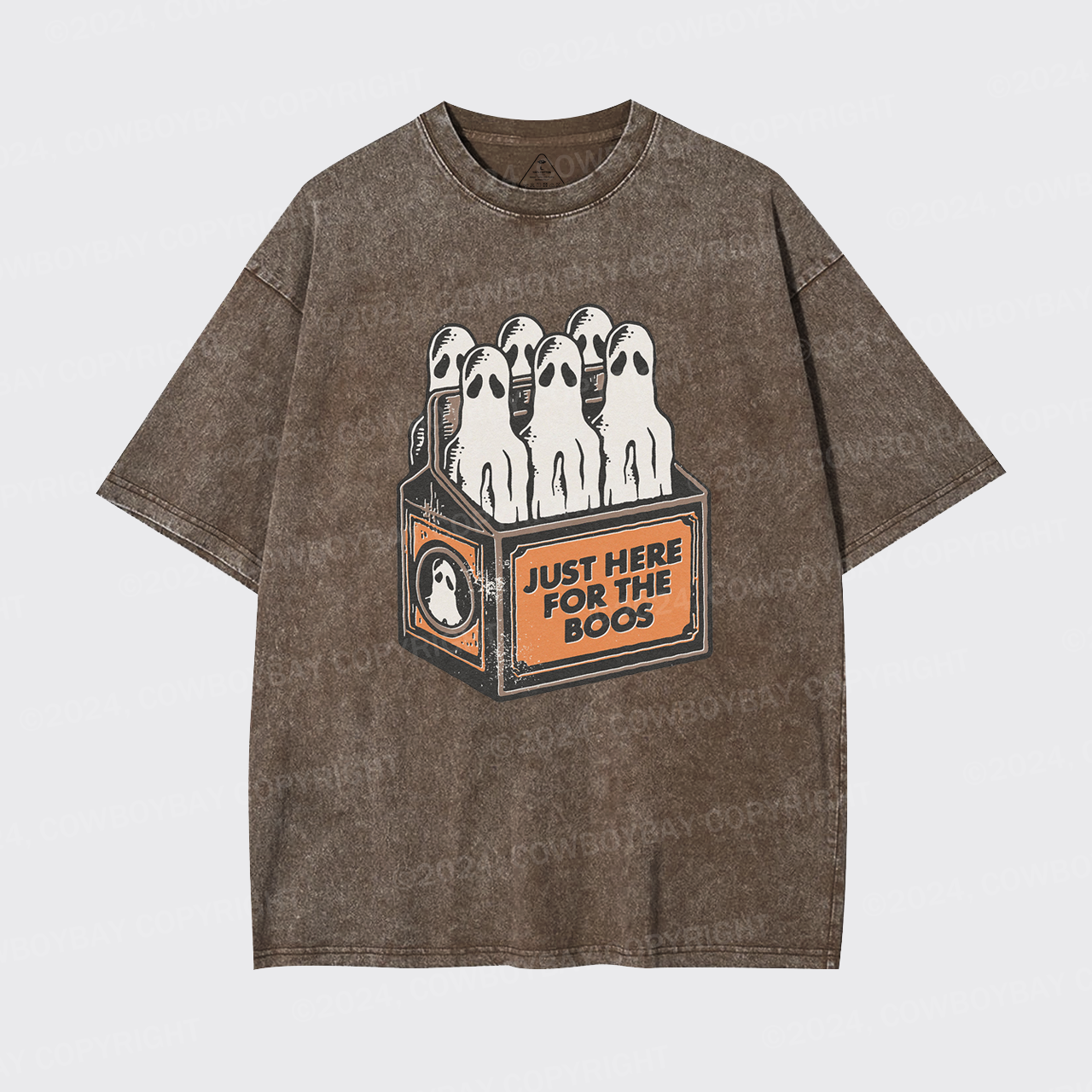 Here For The Boos 6 Pack Booze Ghost Beer Bottles Garment-dye Tees