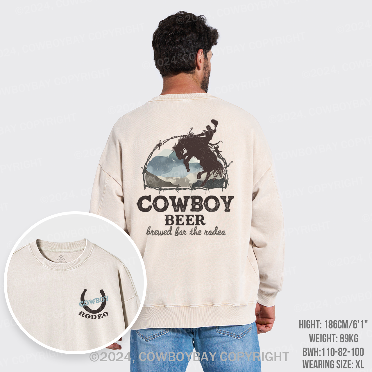 Beers Brewed for The Cowboy Rodeo Washed Sweatshirts