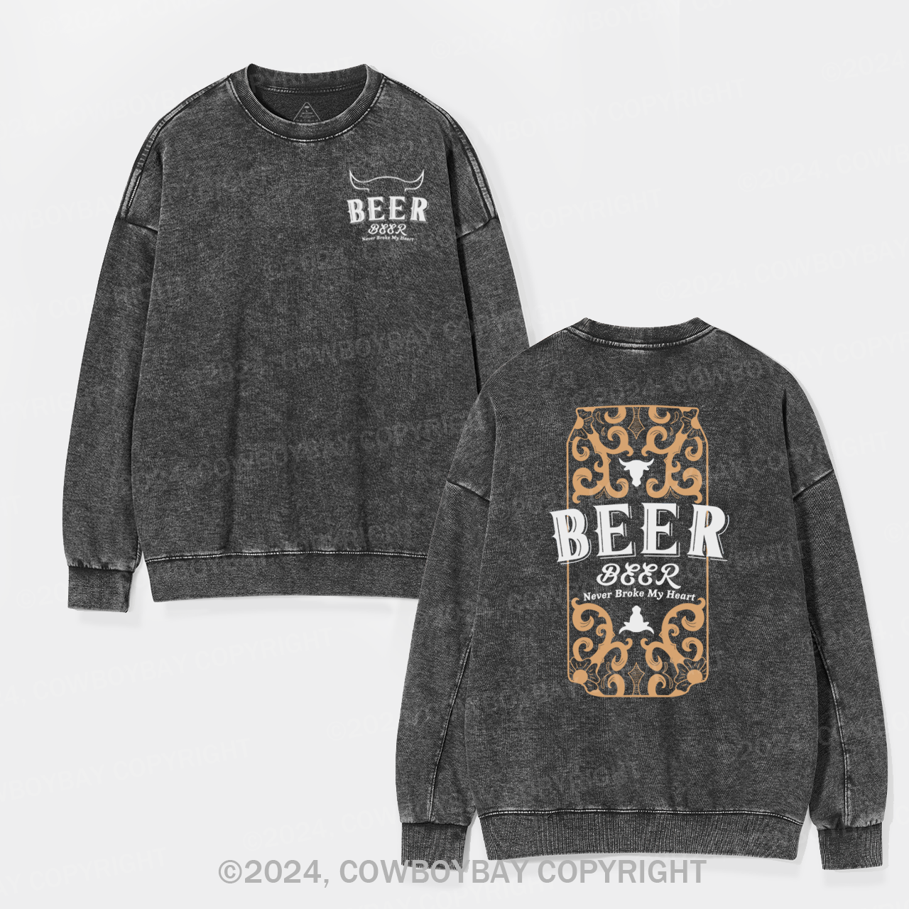 Bull's Head With Beer Washed Sweatshirts