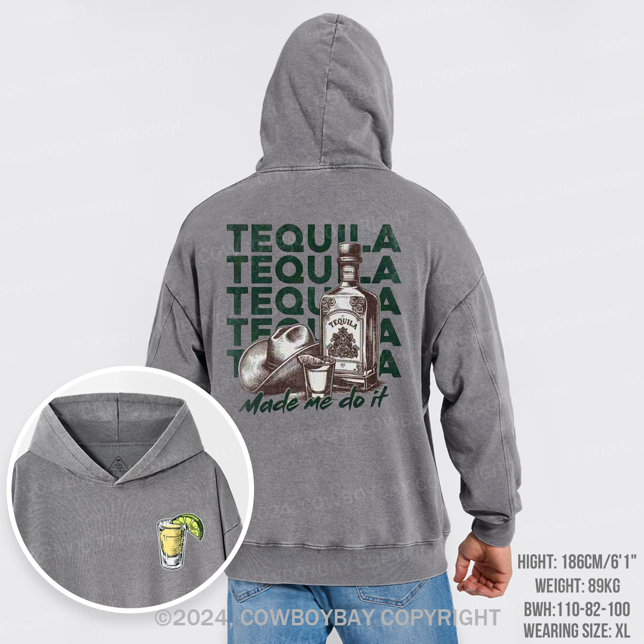 Cute Tequila Shot Lover Garment-Dye Hoodies