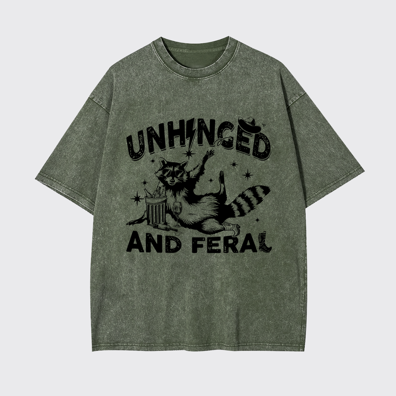 Unhinged And Feral Raccoon Garment-dye Tees