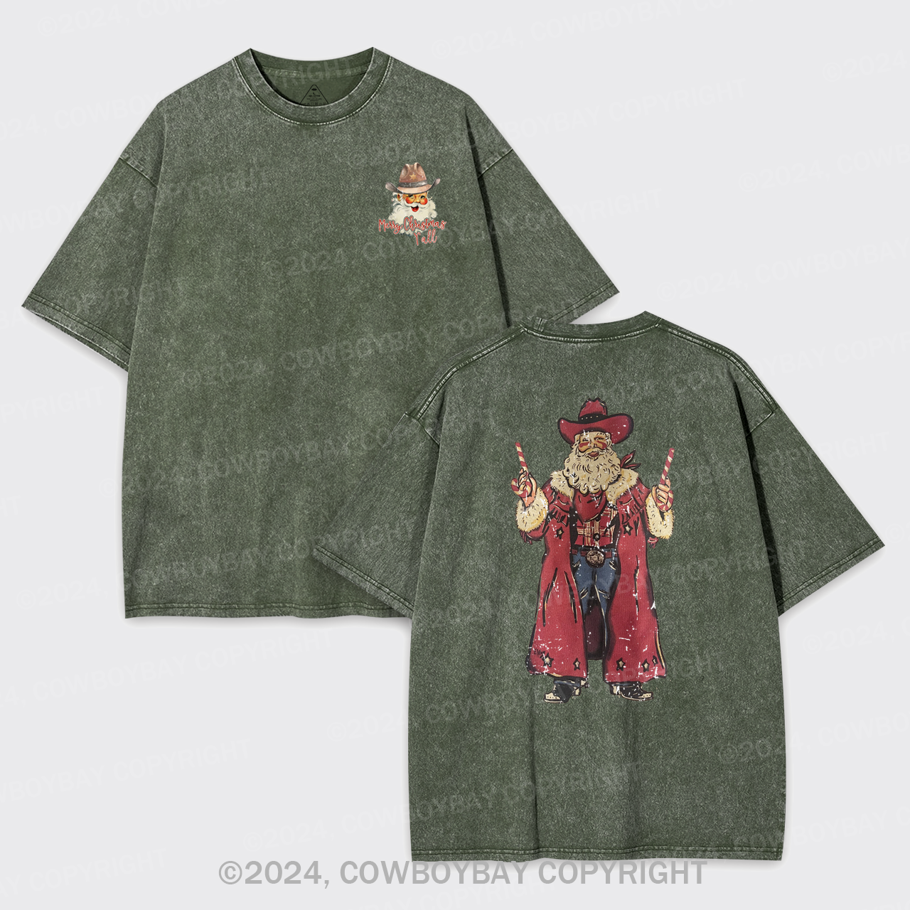 Christmas Cowboy Santa Garment-dye Tees