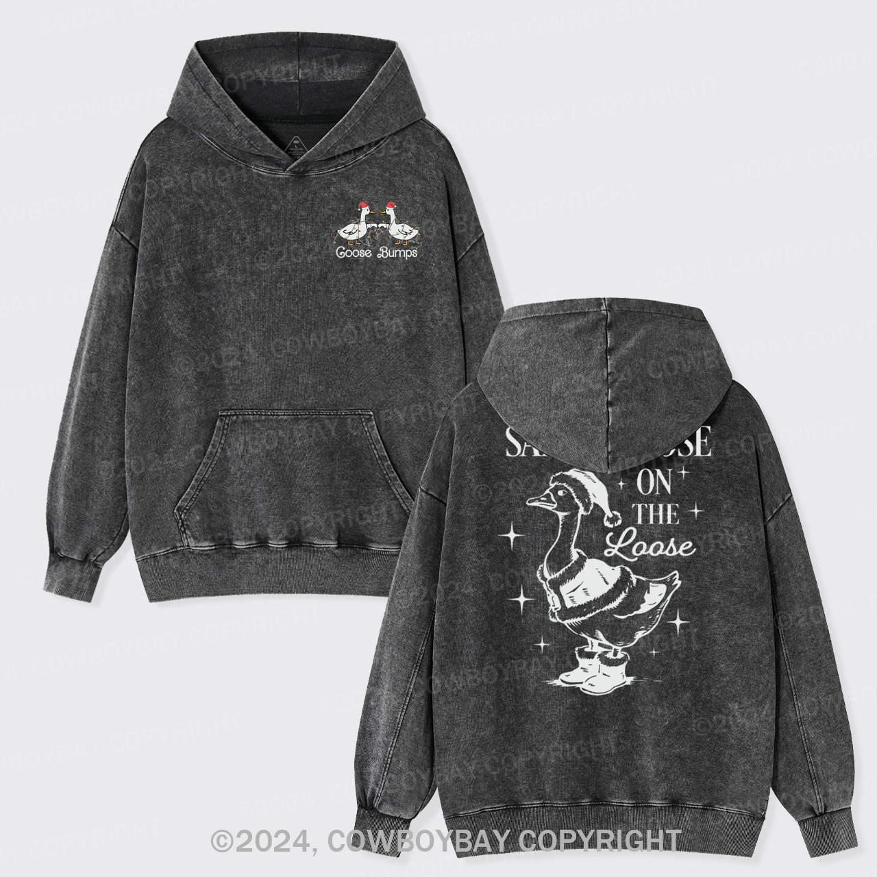 Santa Goose On The Loose Garment-Dye Hoodies