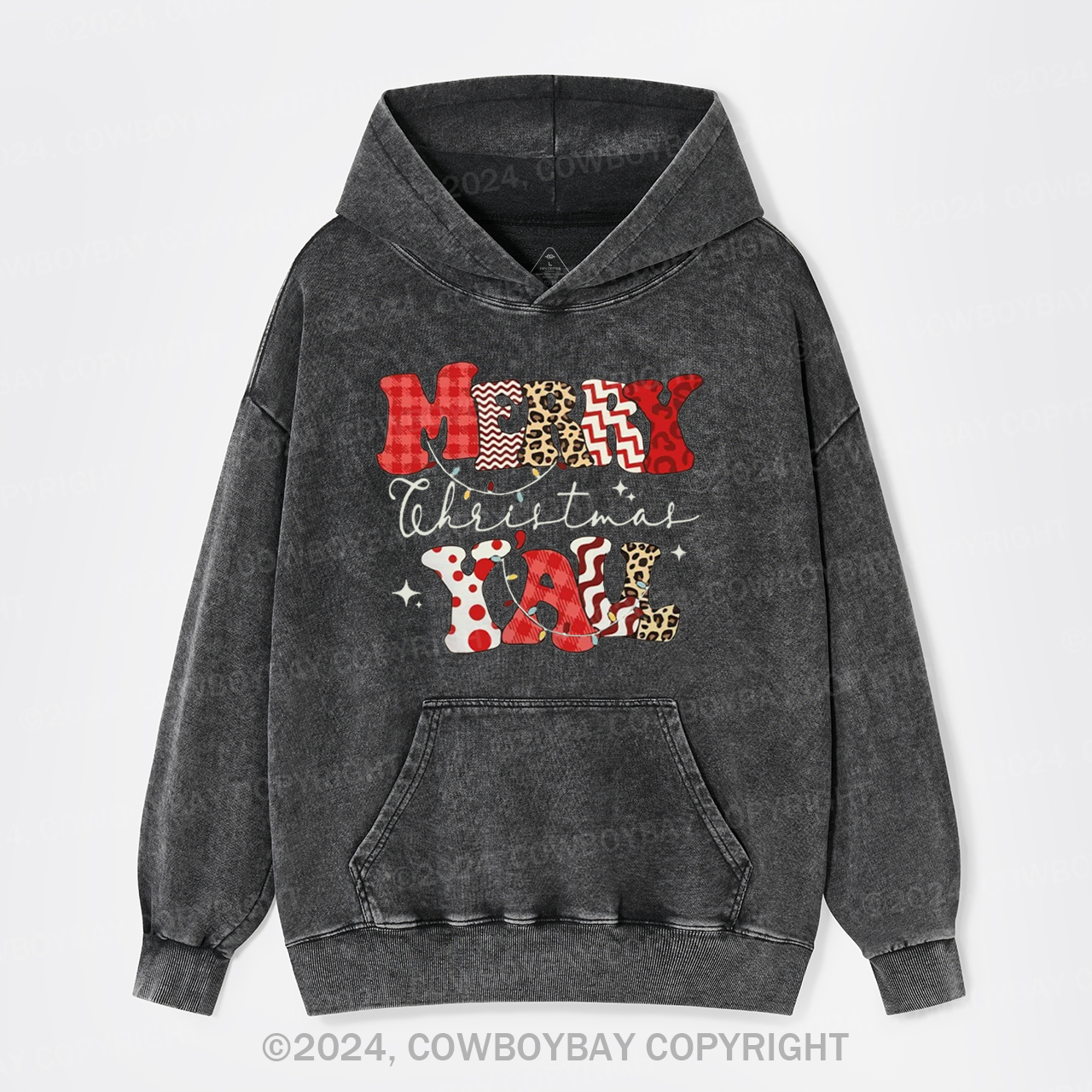 Merry Christmas Yall Garment-Dye Hoodies