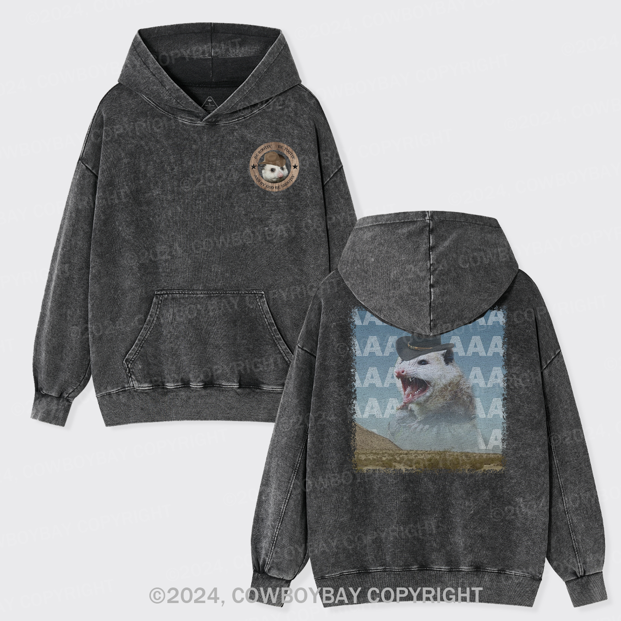 Be Rootin Be Tootin Be Shootin Possum Garment-Dye Hoodies