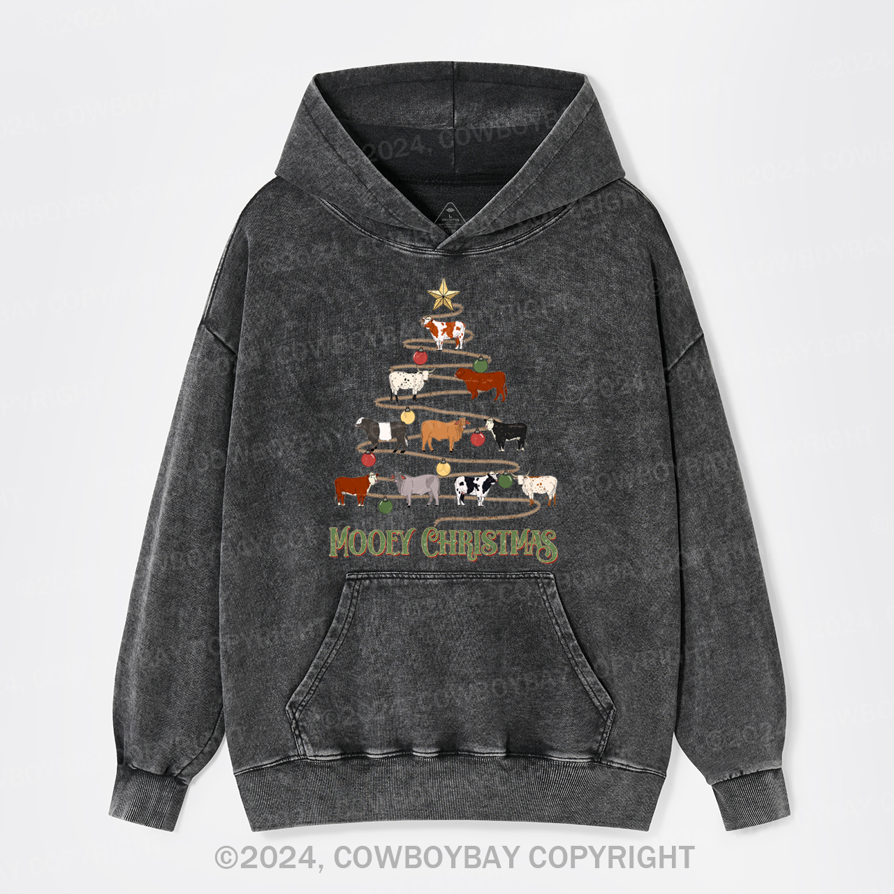 Mooey Christmas Garment-Dye Hoodies