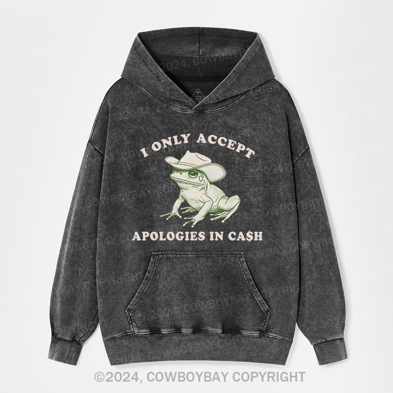 I Only Accept Apologies In Cash Garment-Dye Hoodies