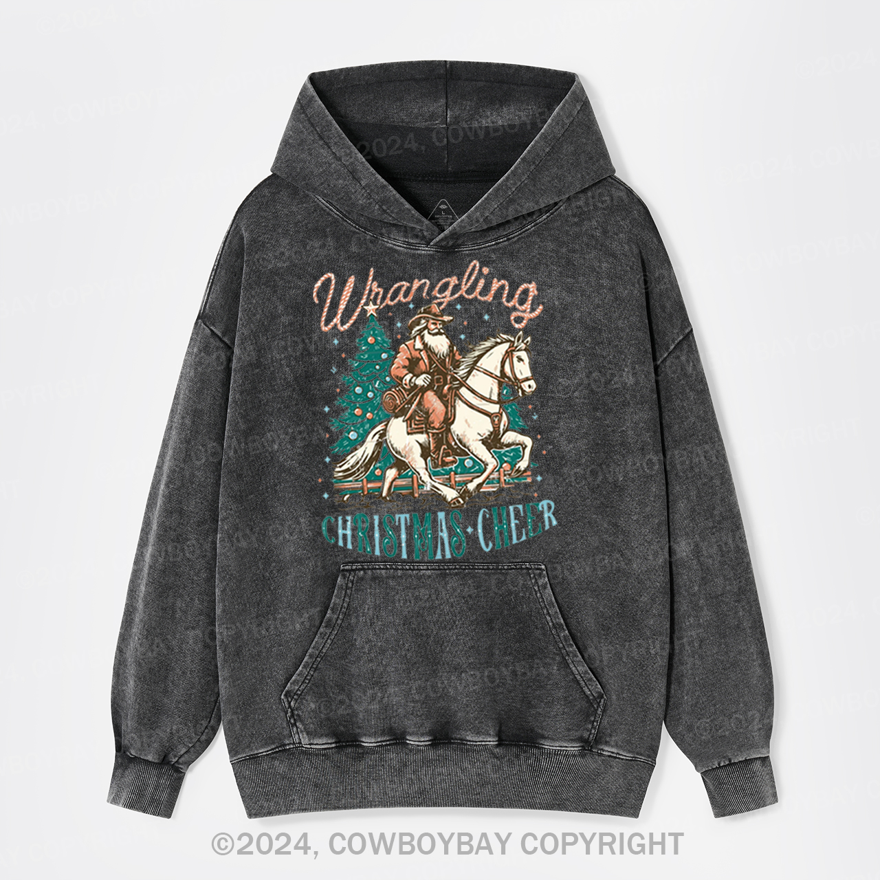 Western Christmas Santa Garment-Dye Hoodies