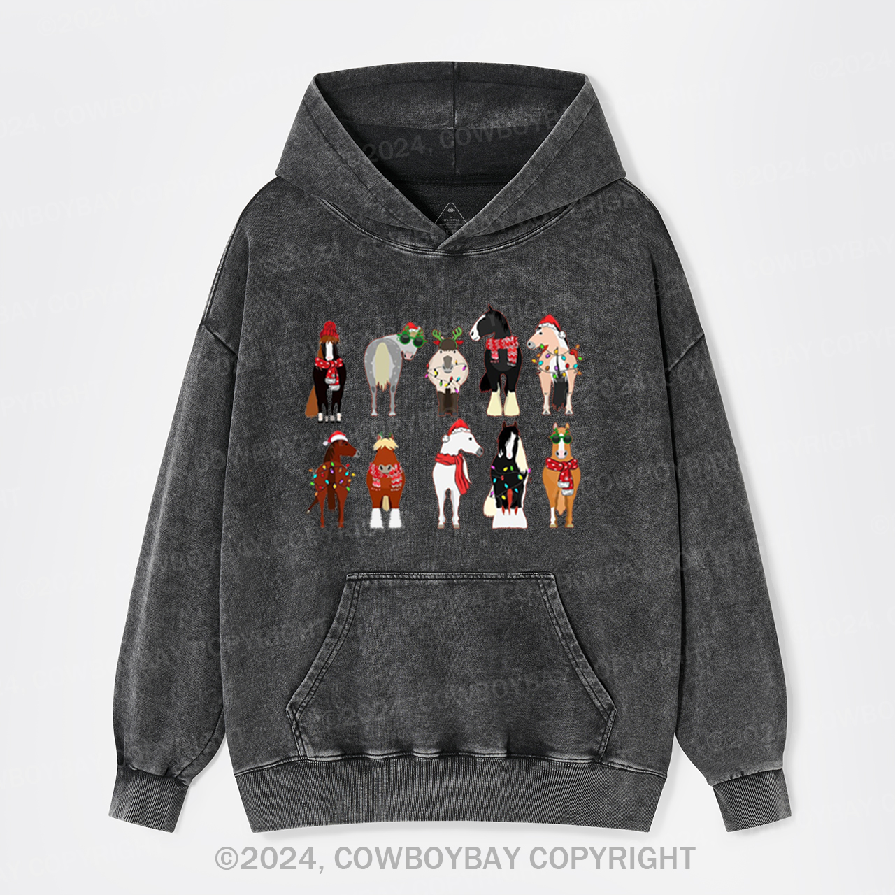 Christmas Farm Animals Garment-Dye Hoodies