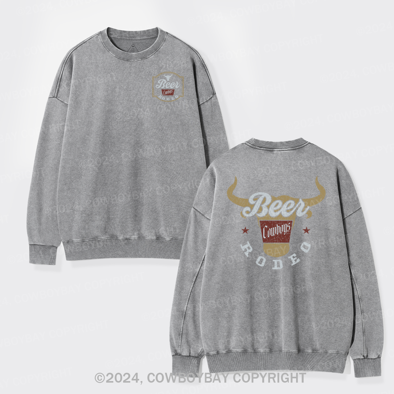 New Beer Rodeo Cowboys Washed Sweatshirts
