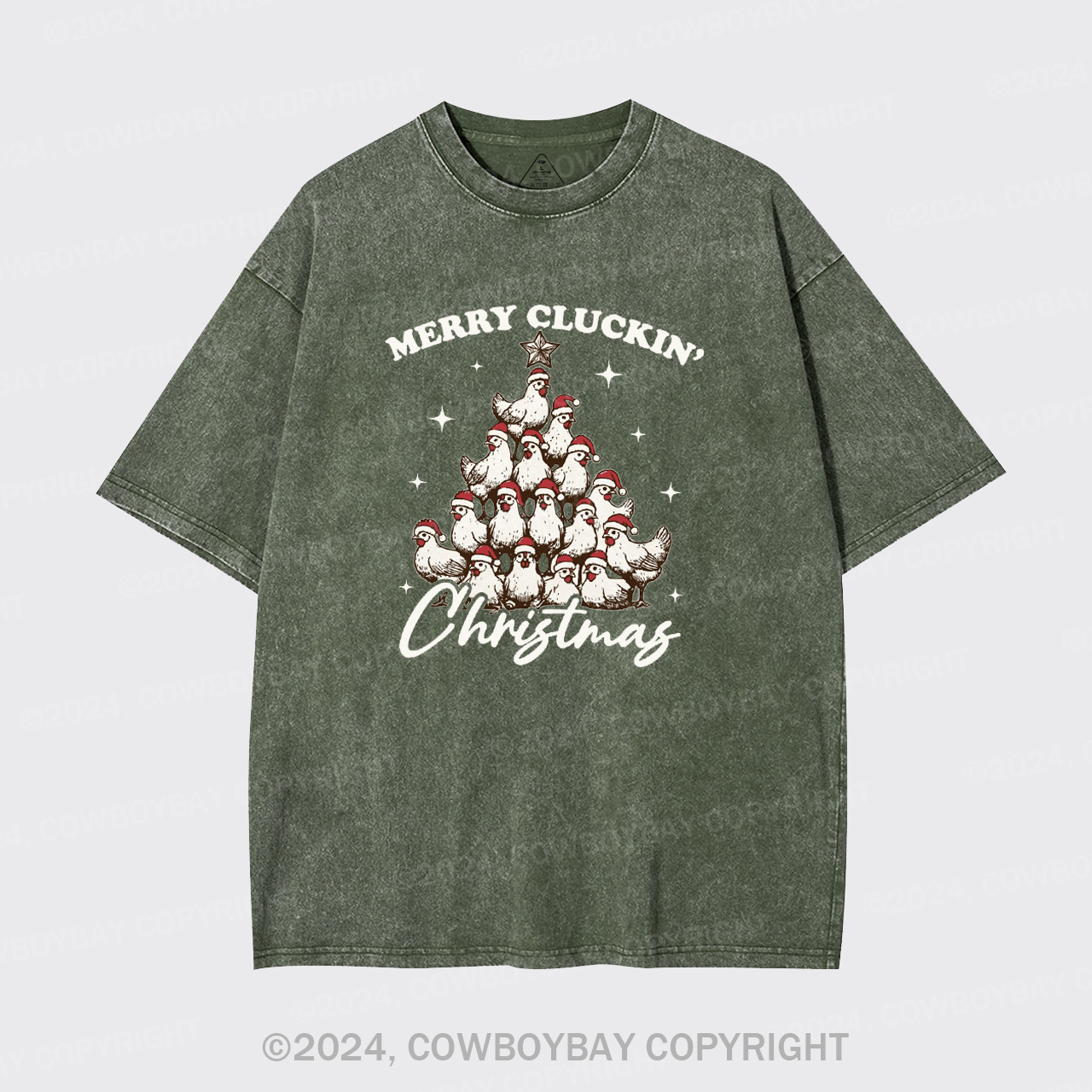 Merry Christmas Chickens Garment-dye Tees