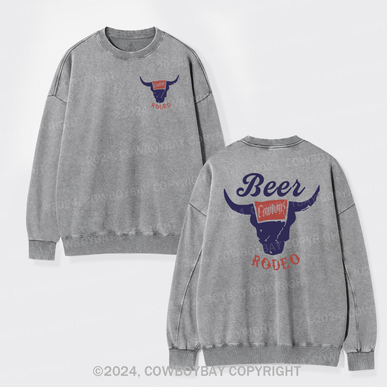 Retro Beer Rodeo Inspired Washed Sweatshirts