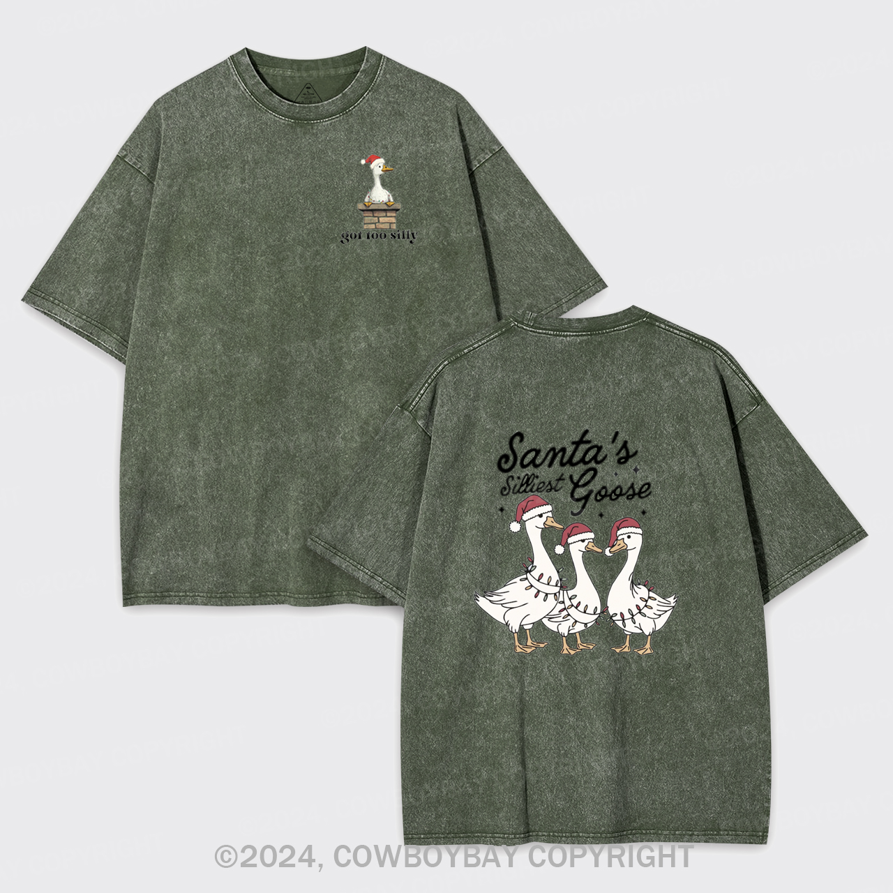 Santa's Silliest Goose Garment-dye Tees