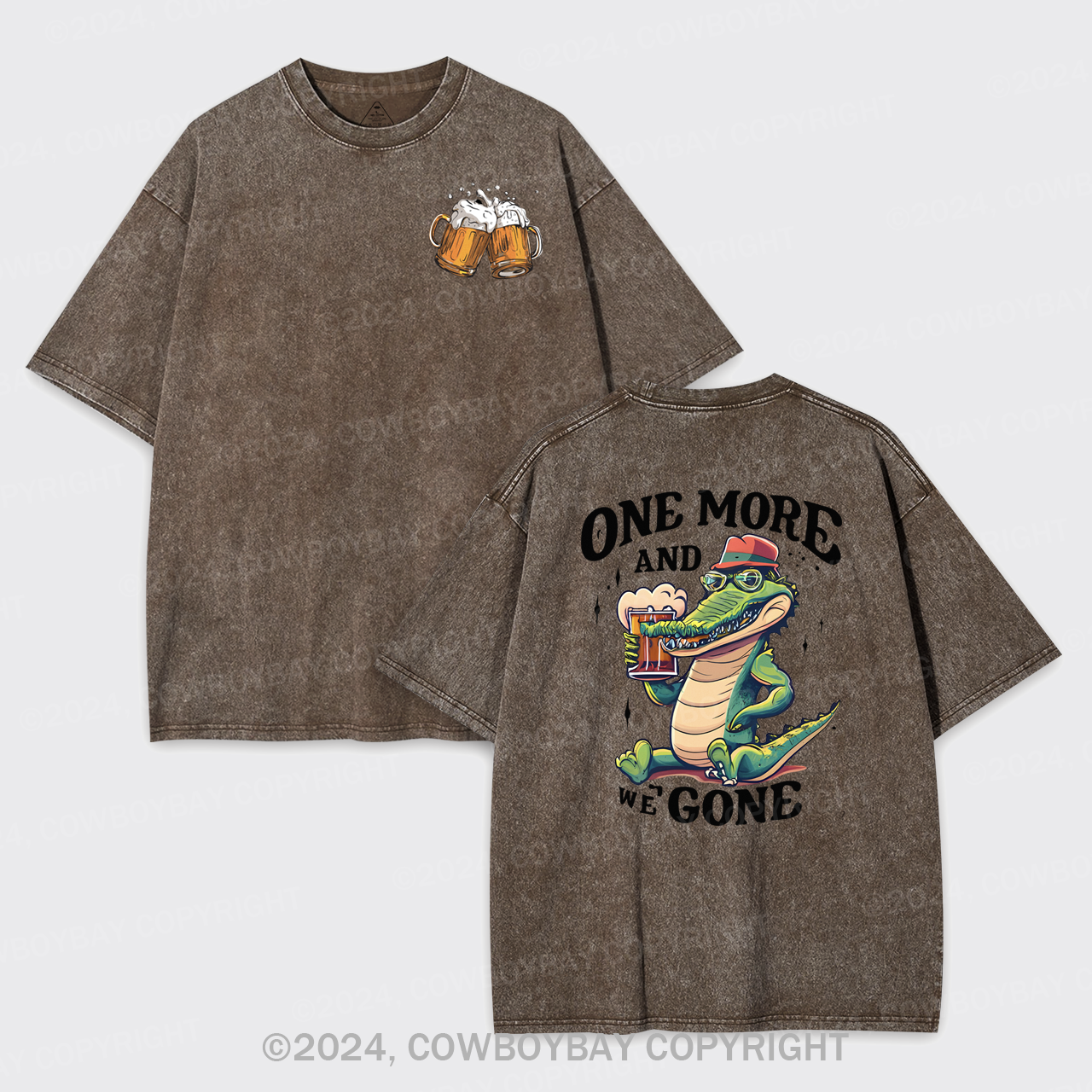 A Crocodile Drinking Beer Garment-dye Tees