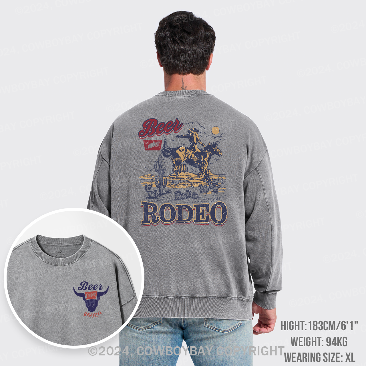 Beer Vintage Vibe Cowboy Washed Sweatshirts