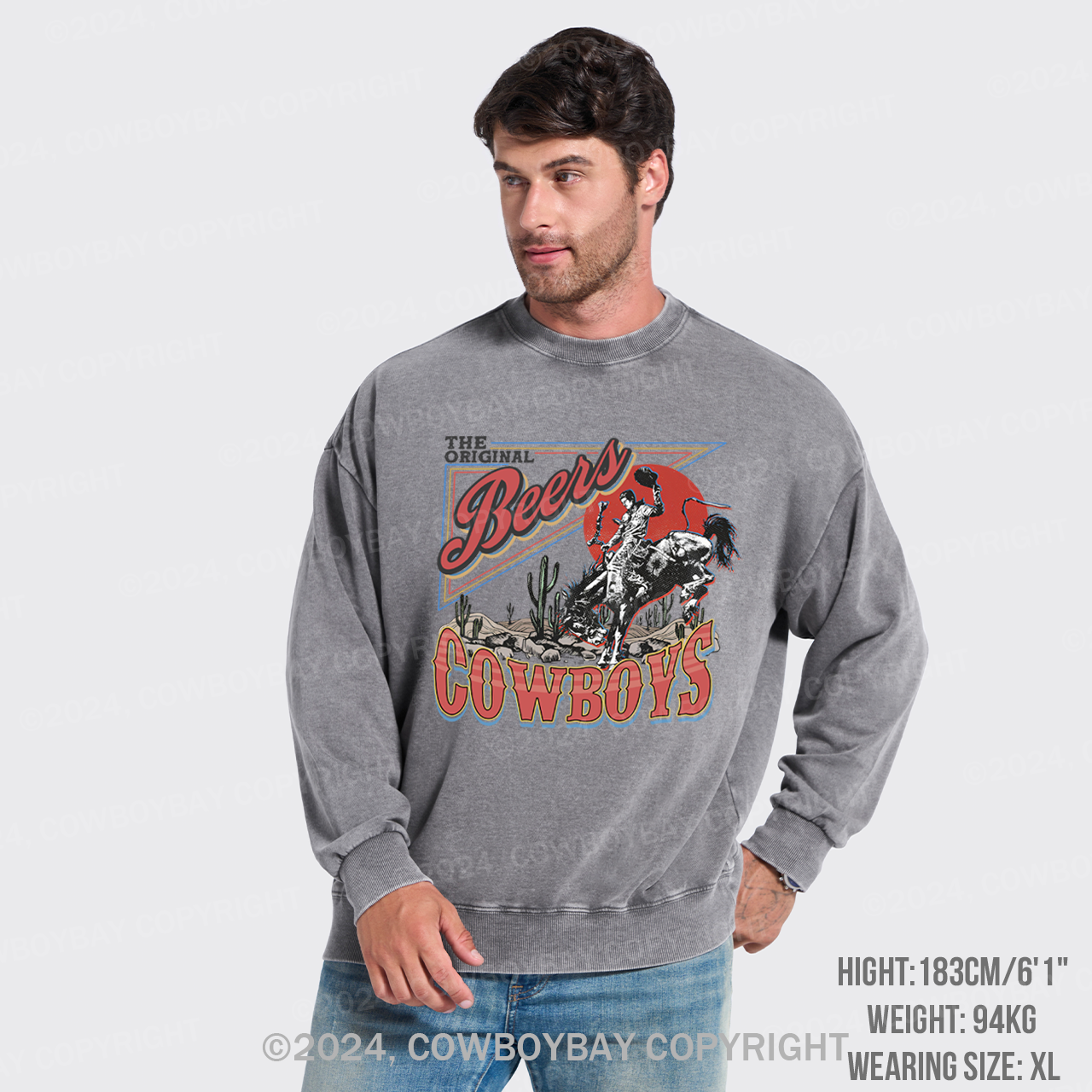 The Beers Rodeo Of Cowboys Washed Sweatshirts