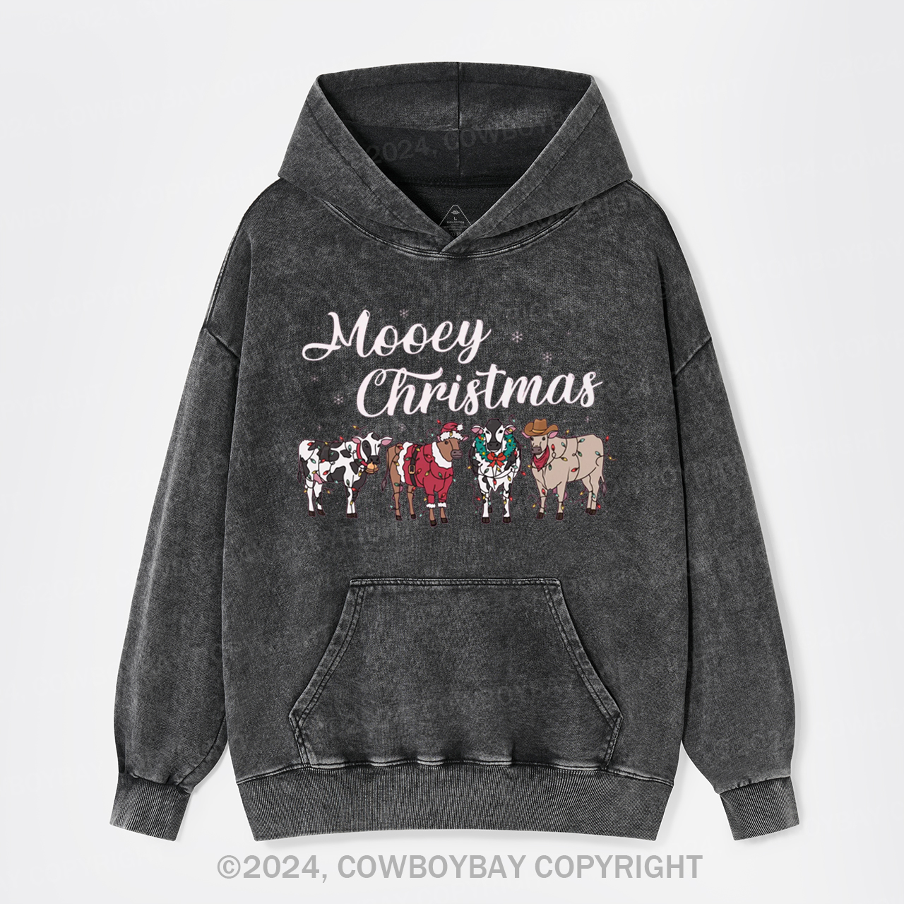 Farm Christmas Cow Garment-Dye Hoodies