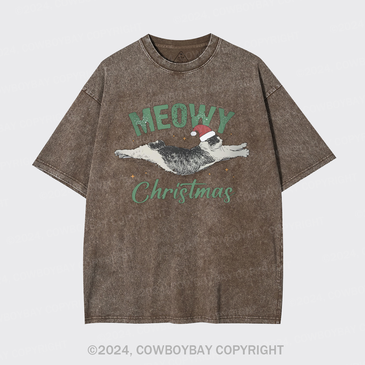 Funny Meowy Christmas Garment-dye Tees