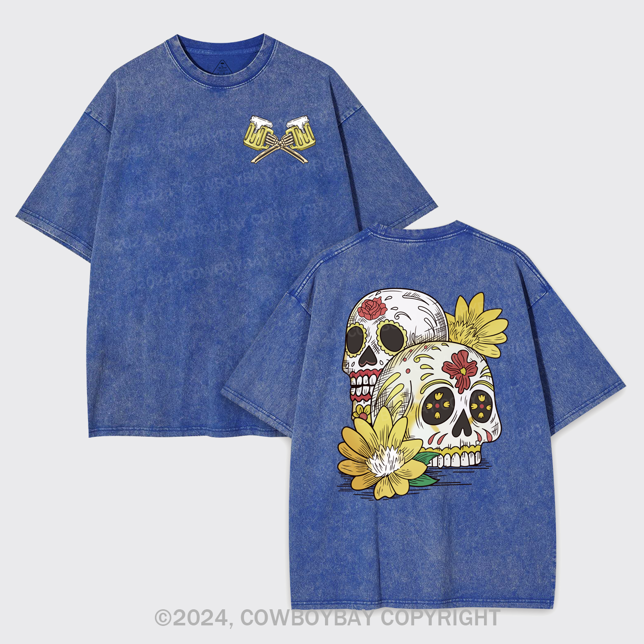 Beer Skull Montage Garment-dye Tees