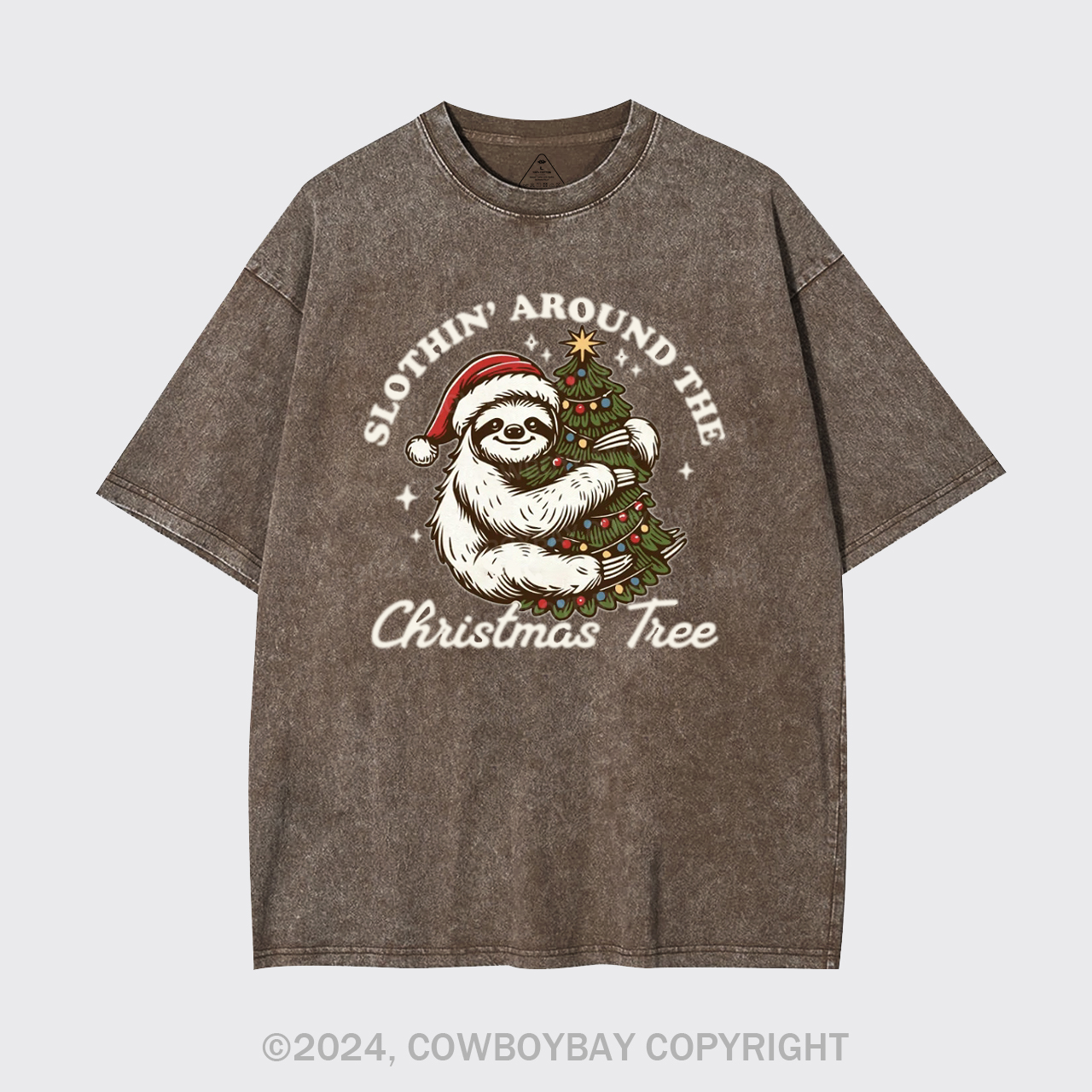 Slothin Around The Christmas Tree Garment-dye Tees