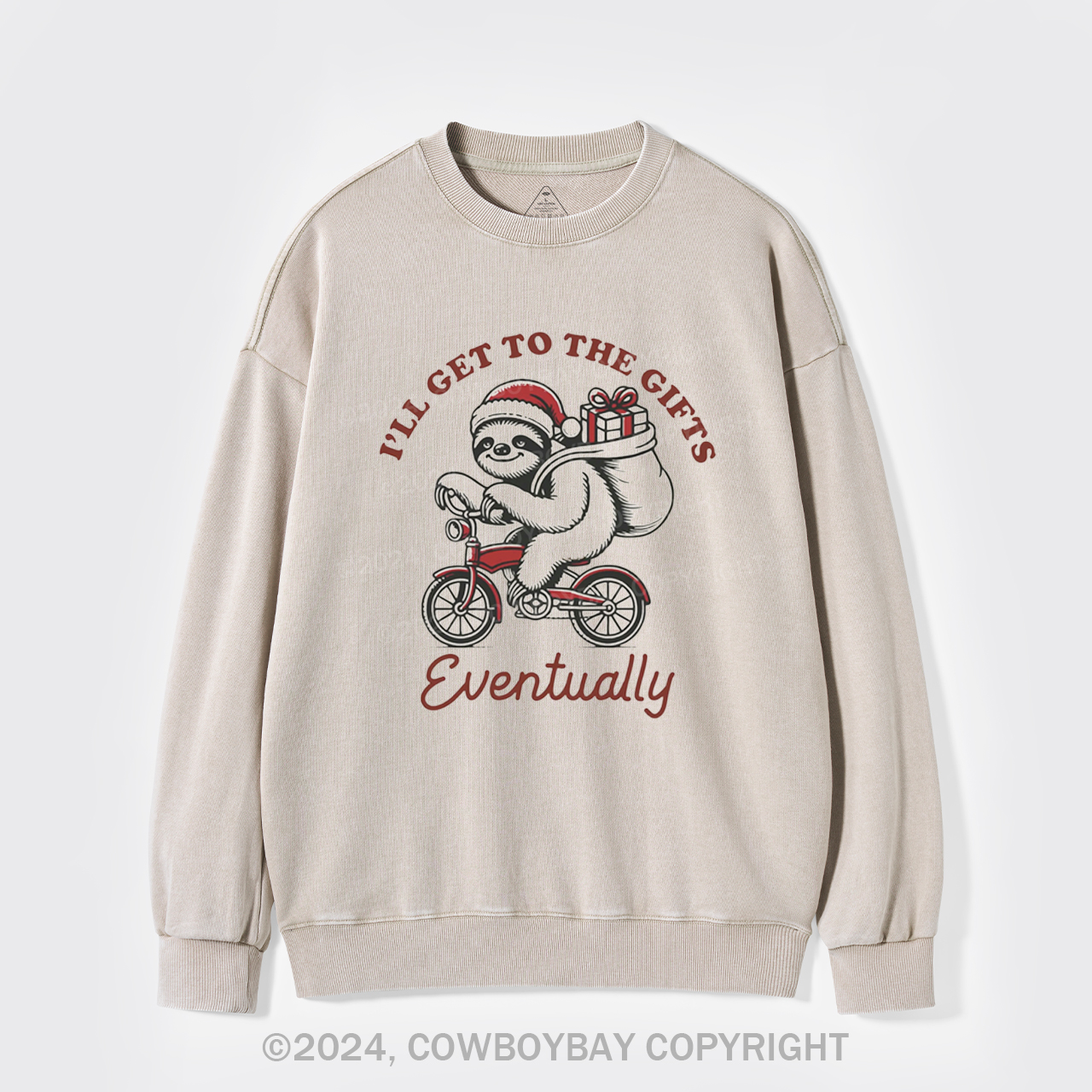 Merry Christmas Sloth Washed Sweatshirts
