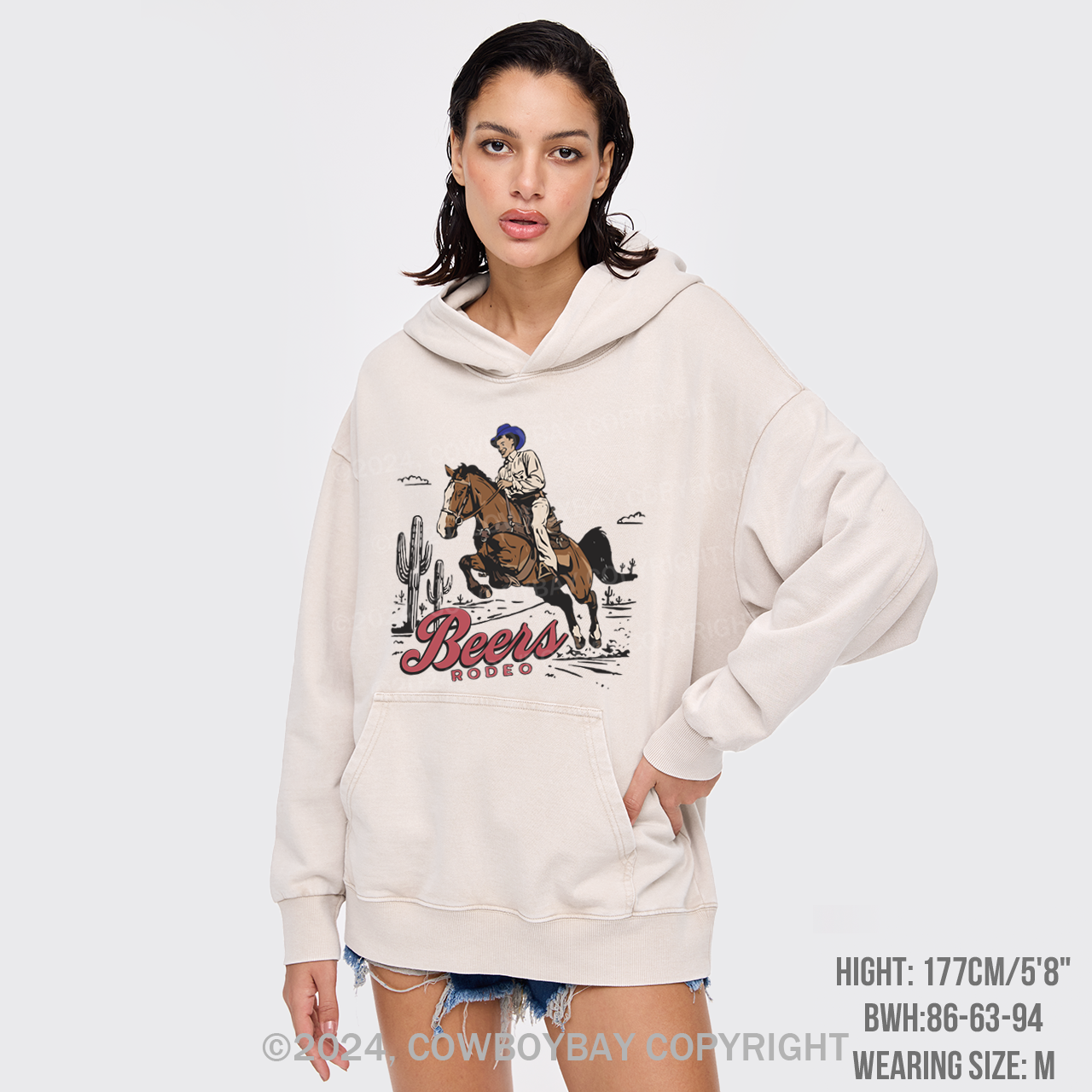 Vintage 90s Beers Retro Cowboy Garment-Dye Hoodies