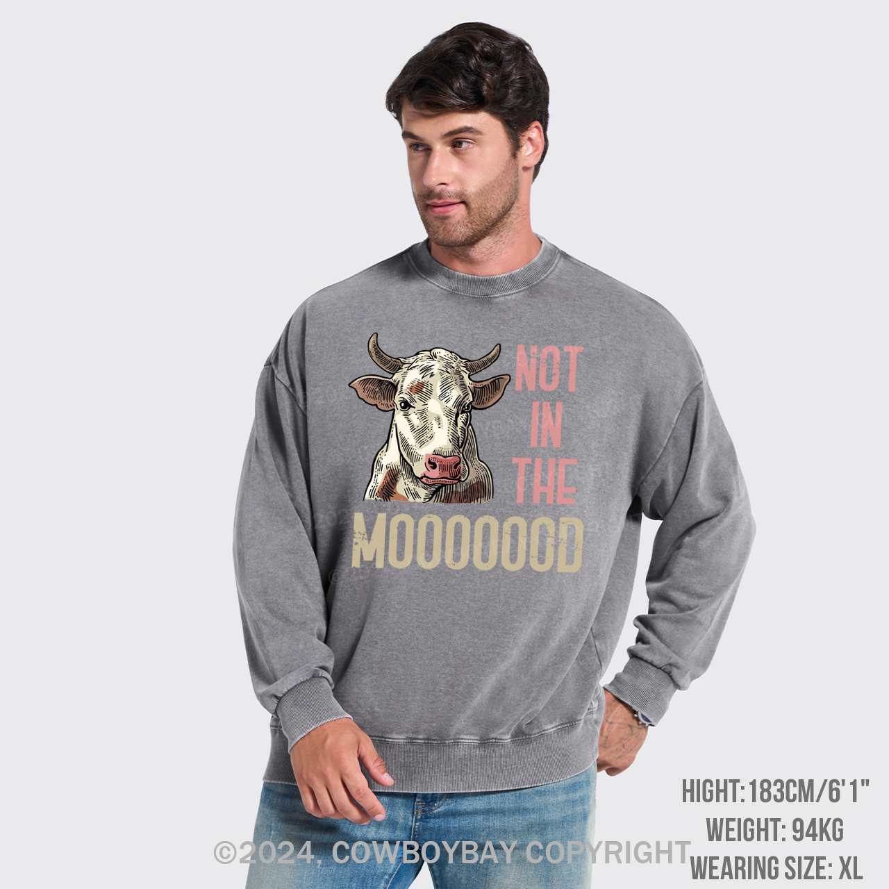 Funny Farmer Quote Cow Washed Sweatshirts