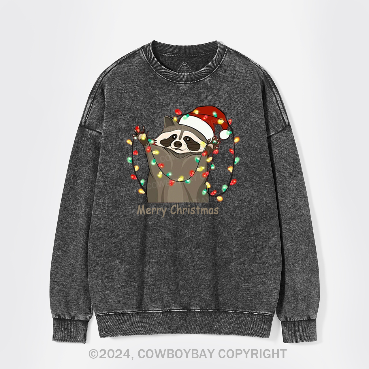 Christmas Racoon Washed Sweatshirts