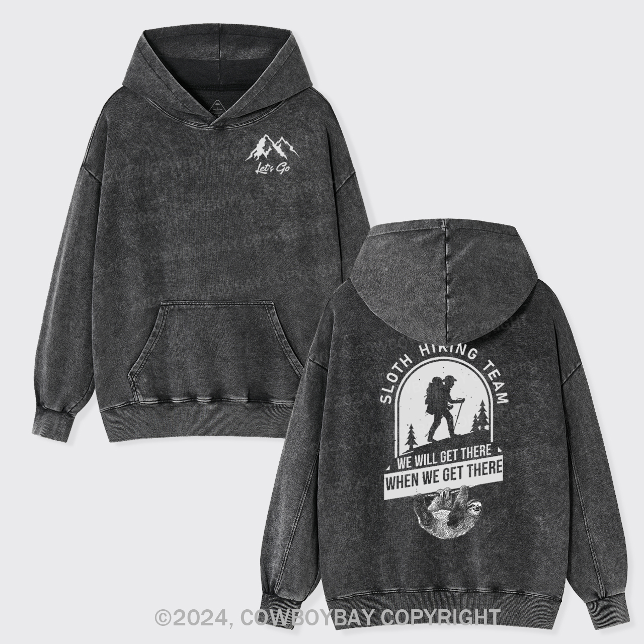 Sloth Hiking Garment-Dye Hoodies