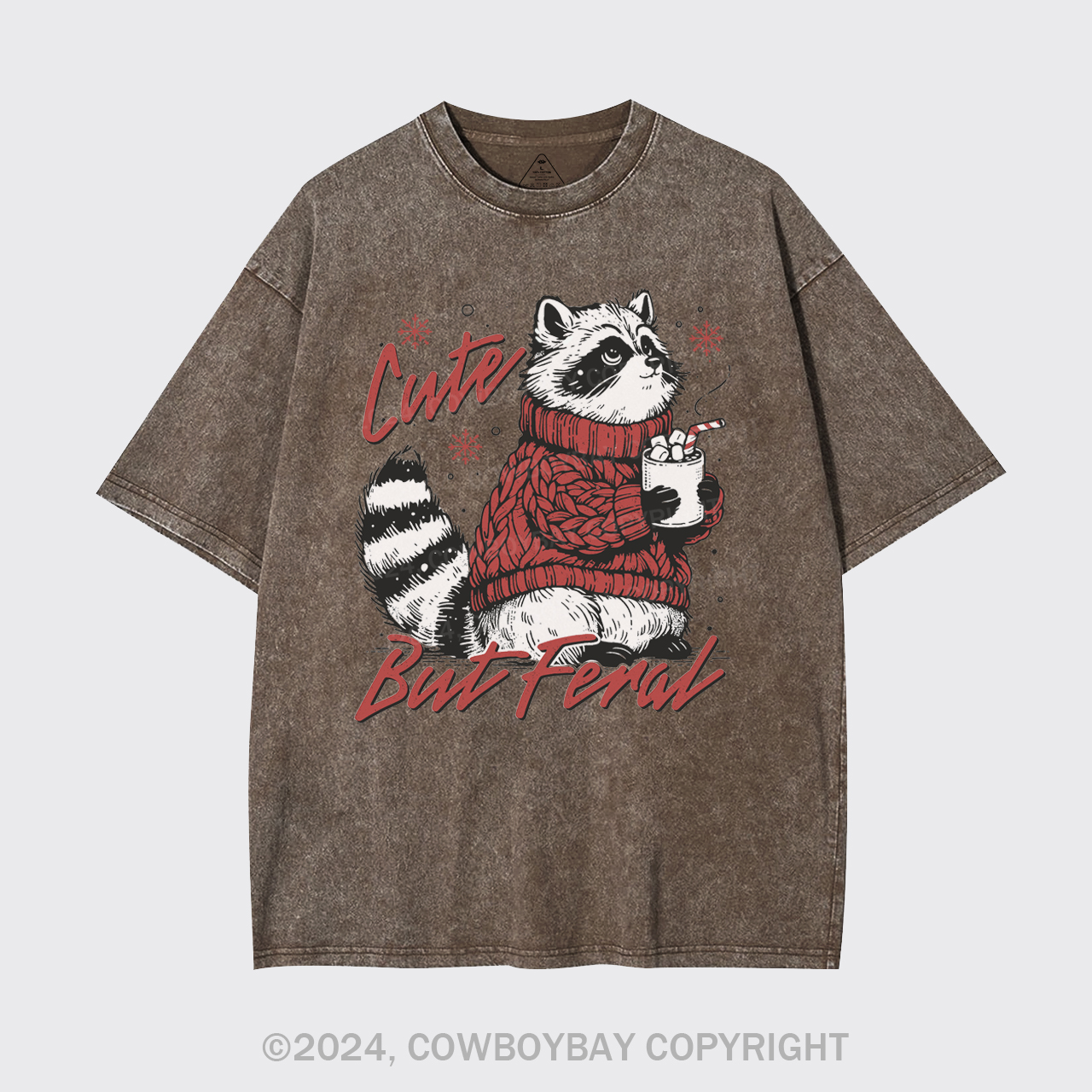 Funny Christmas Raccoon Garment-dye Tees