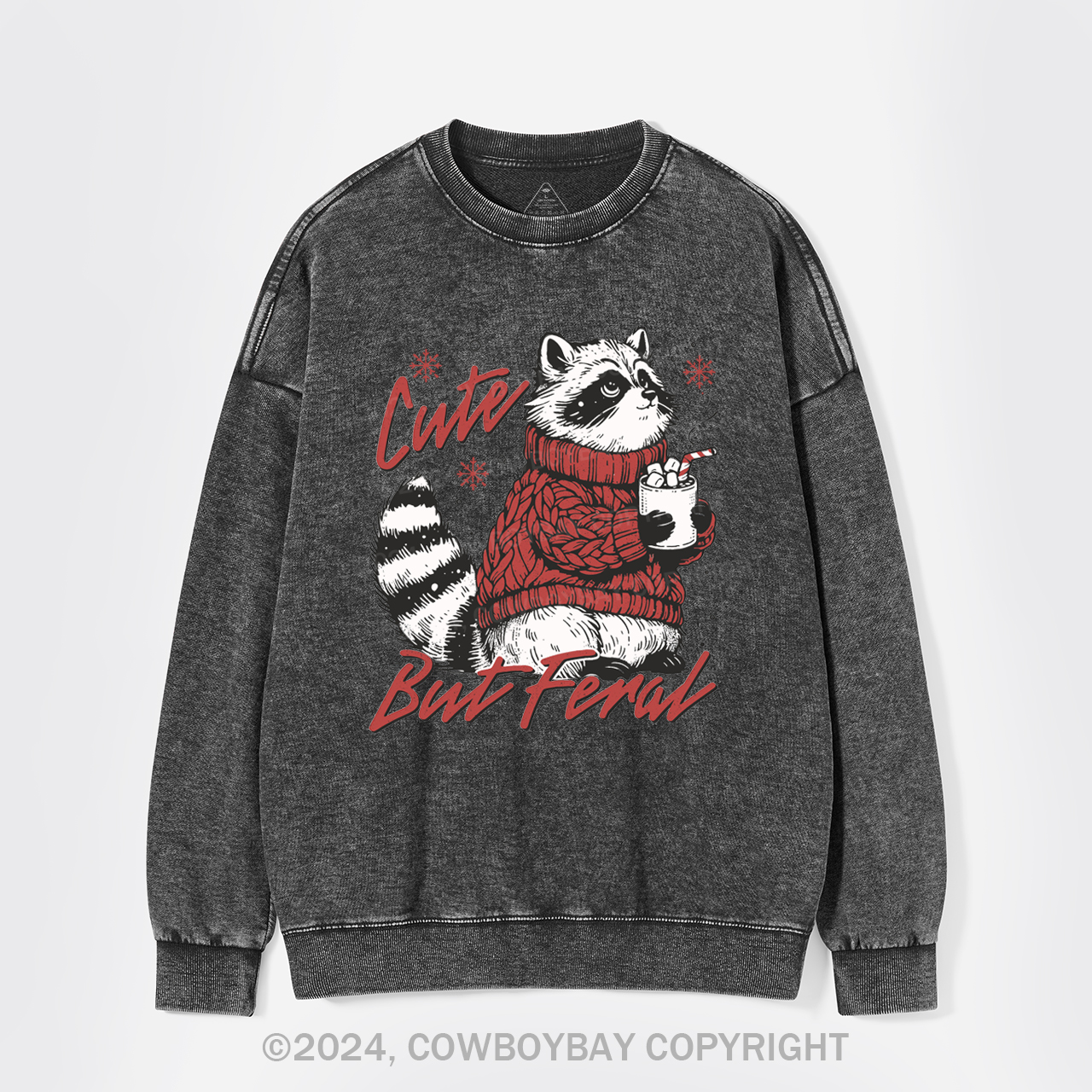 Funny Christmas Raccoon Washed Sweatshirts