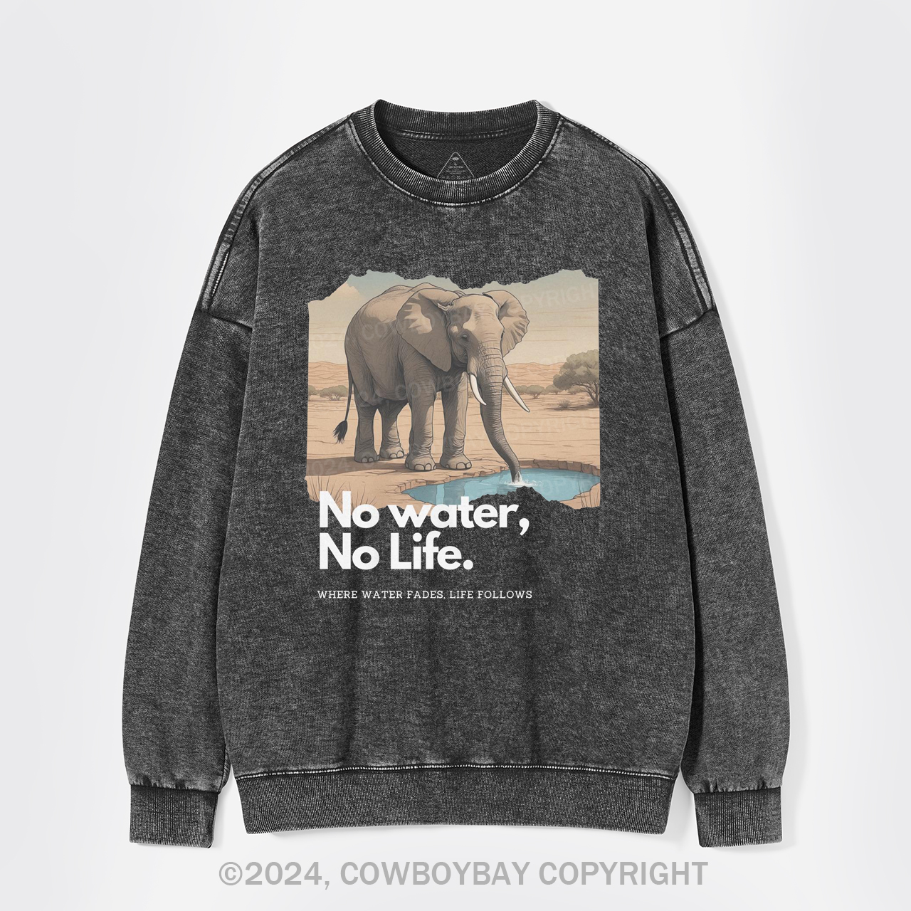Elephant And Climate Change Protest Washed Sweatshirts