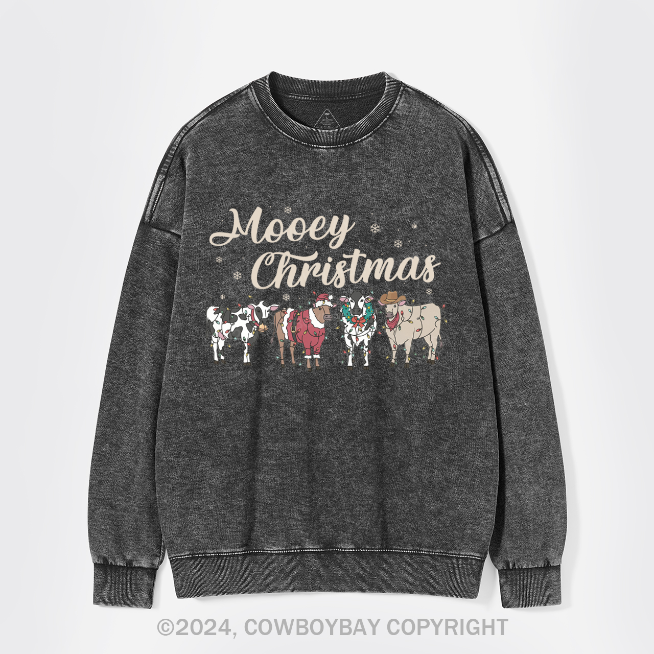 Cow Christmas Washed Sweatshirts