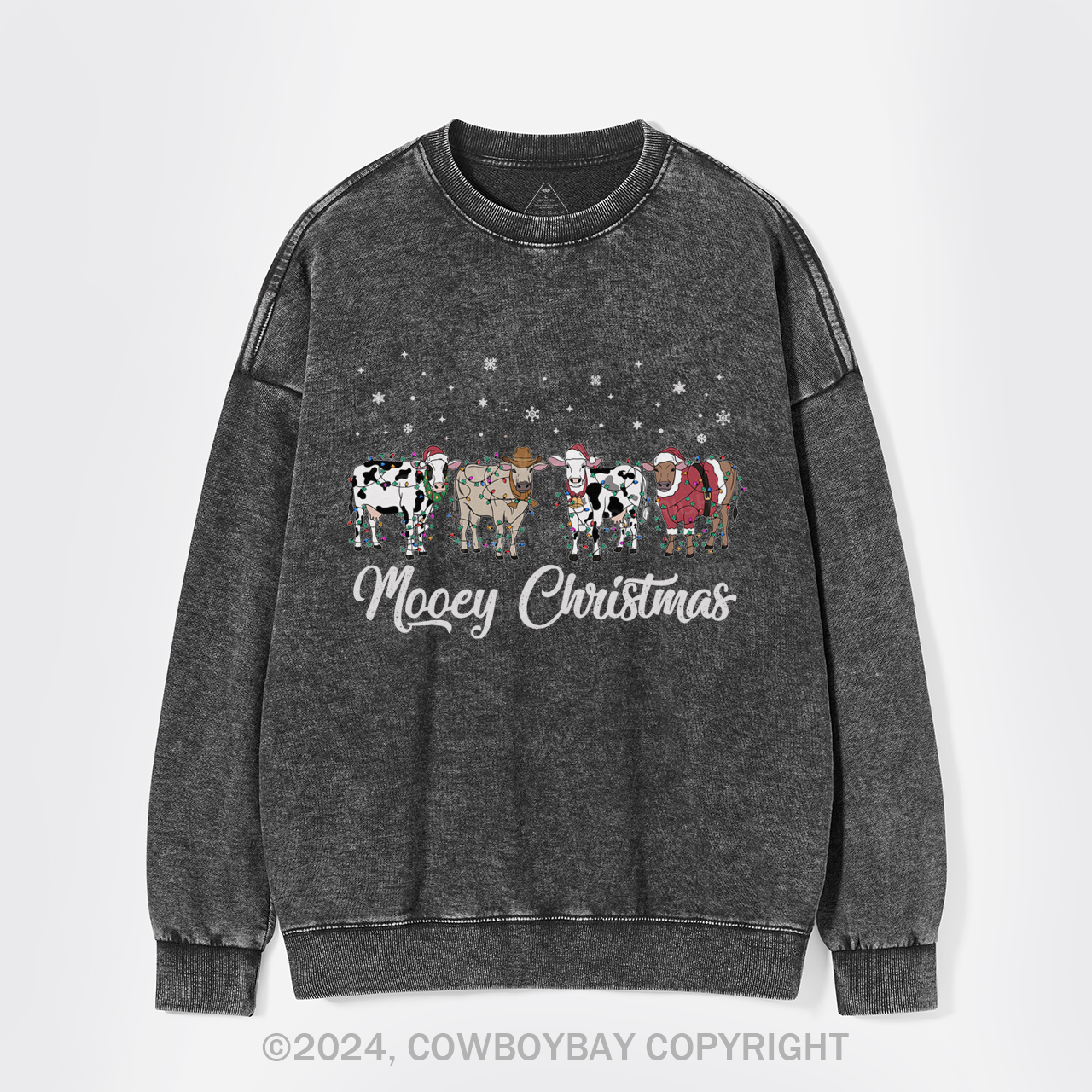Christmas Cow Washed Sweatshirts